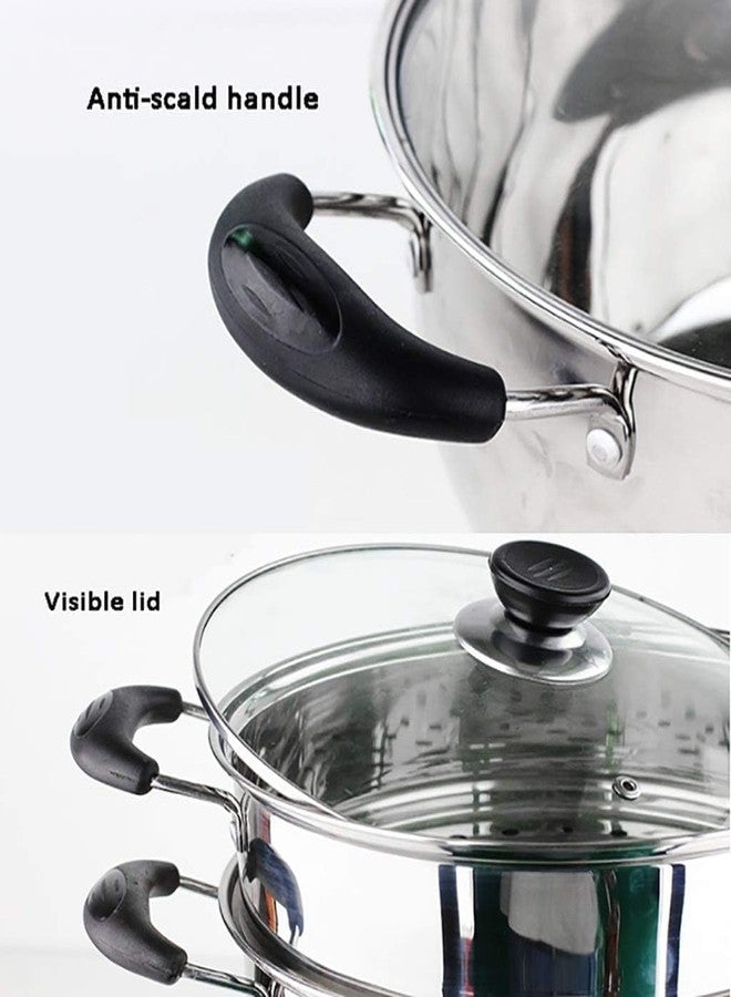 GOLKIPAR(LABEL) قدر طهي من الفولاذ المقاوم للصدأ من غولكيبار (علامة تجارية) بطبقتين مع غطاء ومصفاة بخار، مناسب للطهي على المواقد الحثية | مصفاة بخار للزلابية والمومو | مصفاة بخار للخضراوات والمعكرونة واللحوم والأرز (26 سم) - Image 4